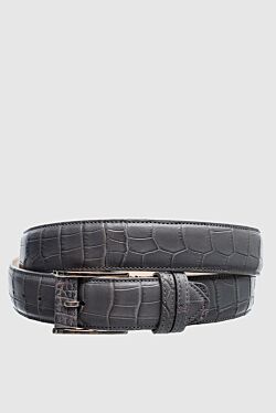 Gray crocodile leather belt for men