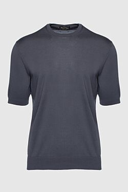 Short sleeve jumper made of silk and cotton gray for men