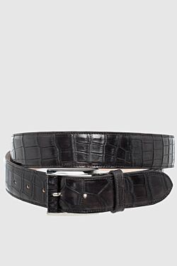 Brown crocodile leather belt for men
