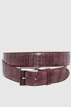 Crocodile leather belt burgundy for men