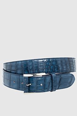 Crocodile leather belt blue for men