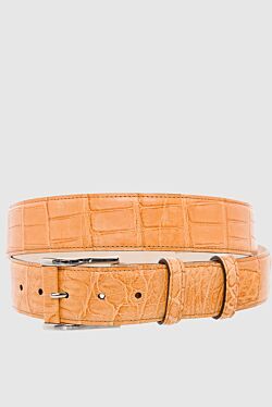 Beige crocodile leather belt for men