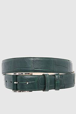 Green crocodile leather belt for men