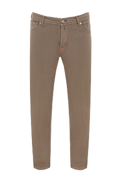 Men's beige cotton and elastane jeans