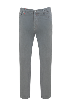 Gray cotton and elastane jeans for men