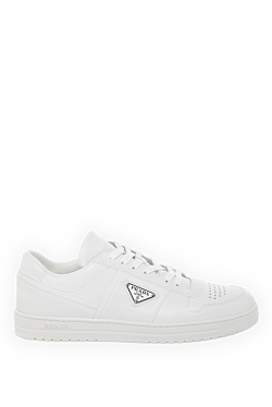White men's sneakers made of genuine leather