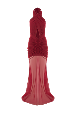 Forbidden Mesh Maxi Dress in Burgundy
