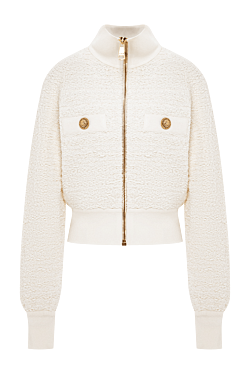 Women's white tweed bomber jacket