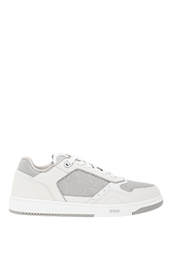 B27 Uptown low-top sneakers in white calfskin with gray overlays