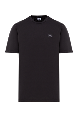 Мужская черная футболка с нашивкой-логотипом на груди из 100% хлопка