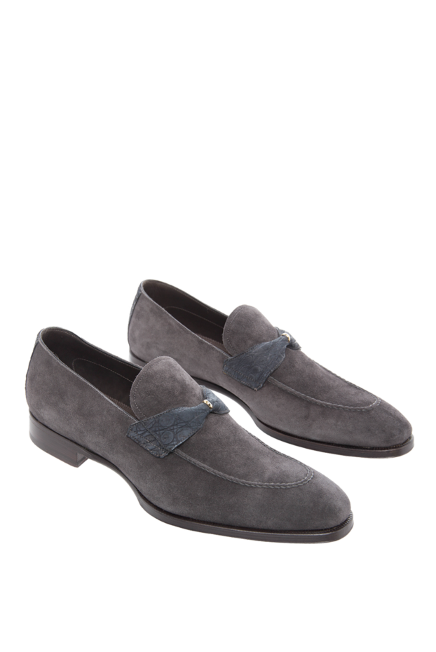 Max Verre men's grey suede loafers with leather strap 115690 - photo 3
