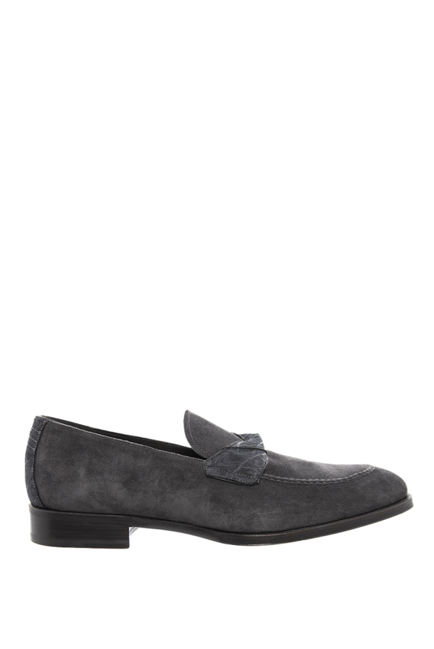Max Verre men's loafers made of soft grey suede with elements of genuine crocodile leather 115695 - photo 1