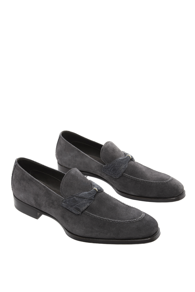 Max Verre men's loafers made of soft grey suede with elements of genuine crocodile leather 115695 - photo 3