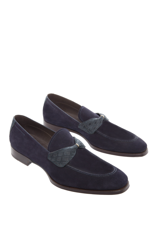 Max Verre men's blue suede loafers with leather insert 115696 - photo 3