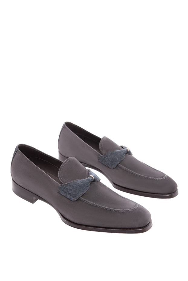 Max Verre men's loafers gray suede with decorative strap 115703 - photo 3