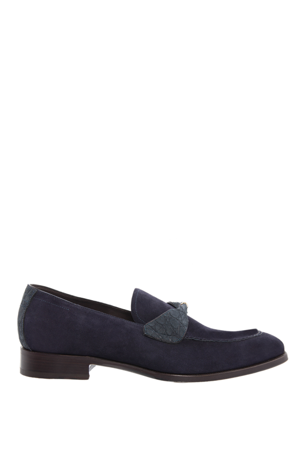 Max Verre men's loafers blue suede with textured strap and ring 115704 - photo 1