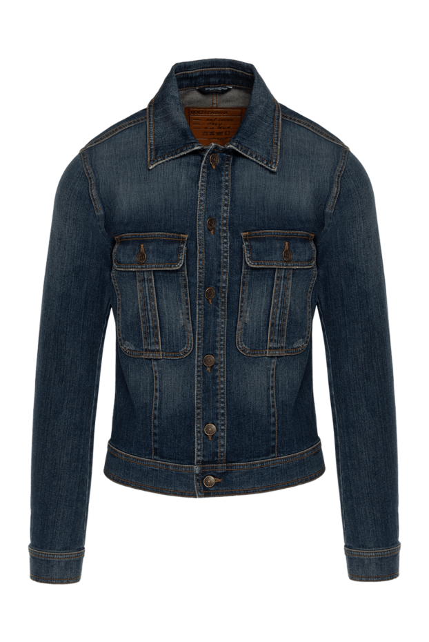 Mens blue cotton denim jacket with buttons - photo 1