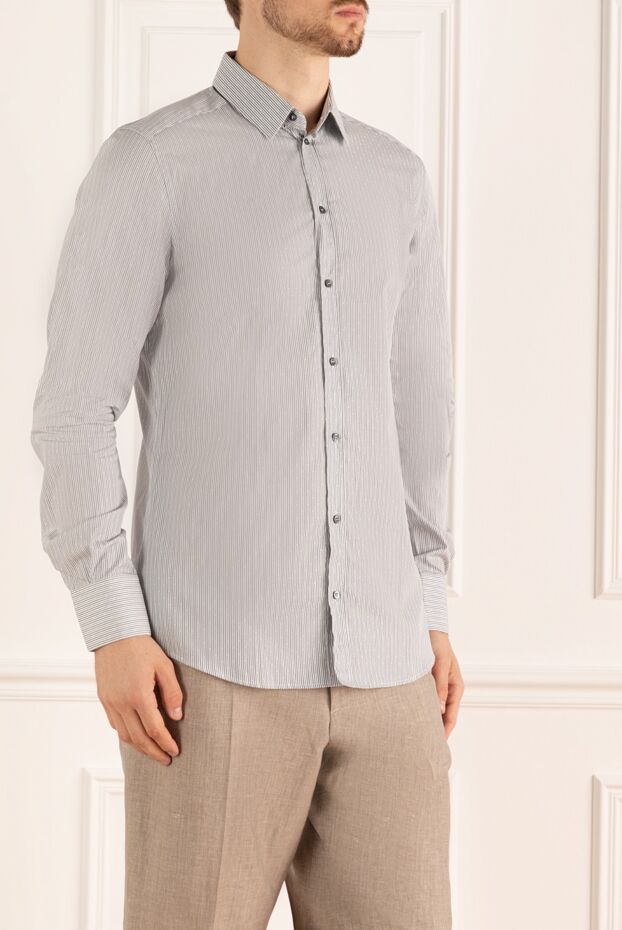Dolce & Gabbana men's gray cotton striped shirt 118855 - photo 3