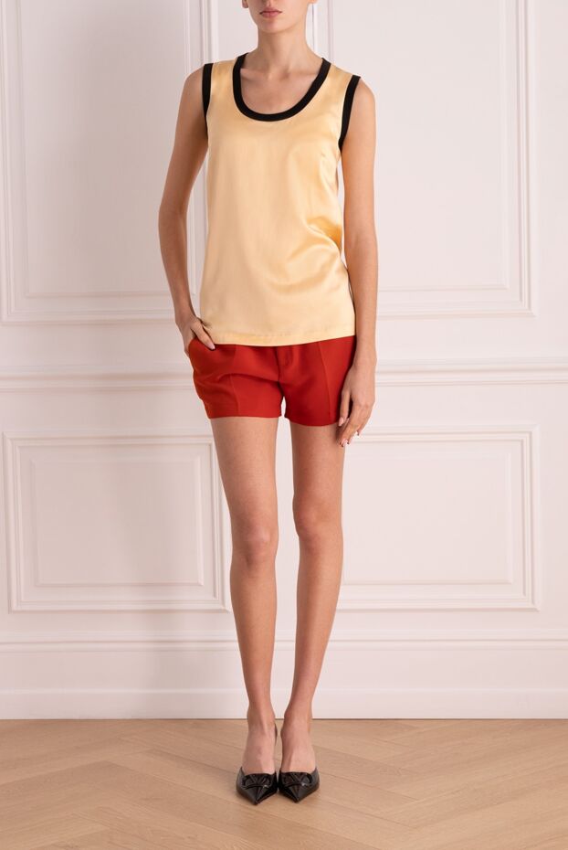 Gucci женские шорты из шелка красные женские купить с ценами и фото 130408 - фото 2