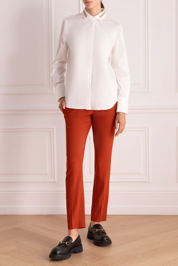 Gucci женские брюки из шерсти бордовые женские купить с ценами и фото 130410 - фото 2