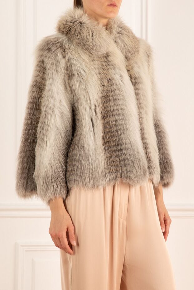Ermanno Scervino gray women's fur coat made of natural fox fur 130519 - photo 3