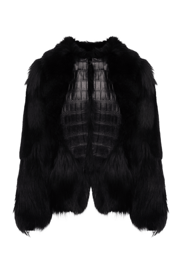Dolce & Gabbana жіночі шуба з хутра лисиці та шкіри крокодила чорна жіноча купити фото з цінами 130718 - фото 1