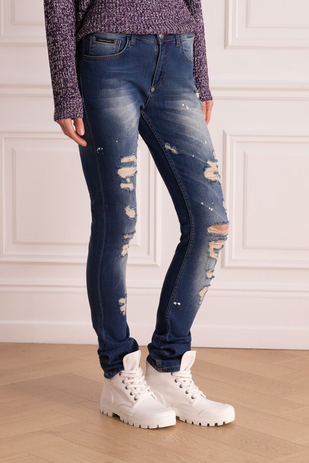 Philipp Plein blue women's jeans with distressed details 131335 - photo 3