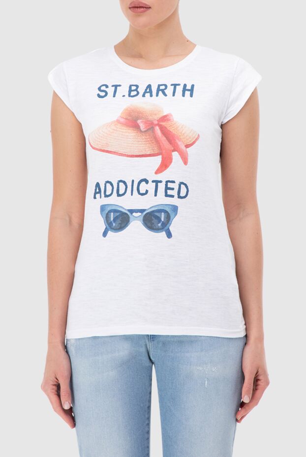 MC2 Saint Barth t-shirt cotton women's white with a drawing and text print 131625 - photo 3