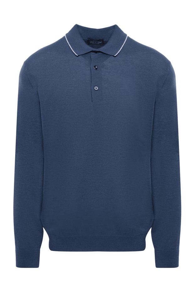 Cesare di Napoli man wool, silk and cashmere long sleeve polo blue for men buy with prices and photos 131717 - photo 1