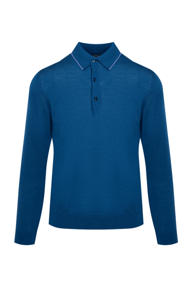 Cesare di Napoli man wool, silk and cashmere long sleeve polo blue for men buy with prices and photos 131721 - photo 1