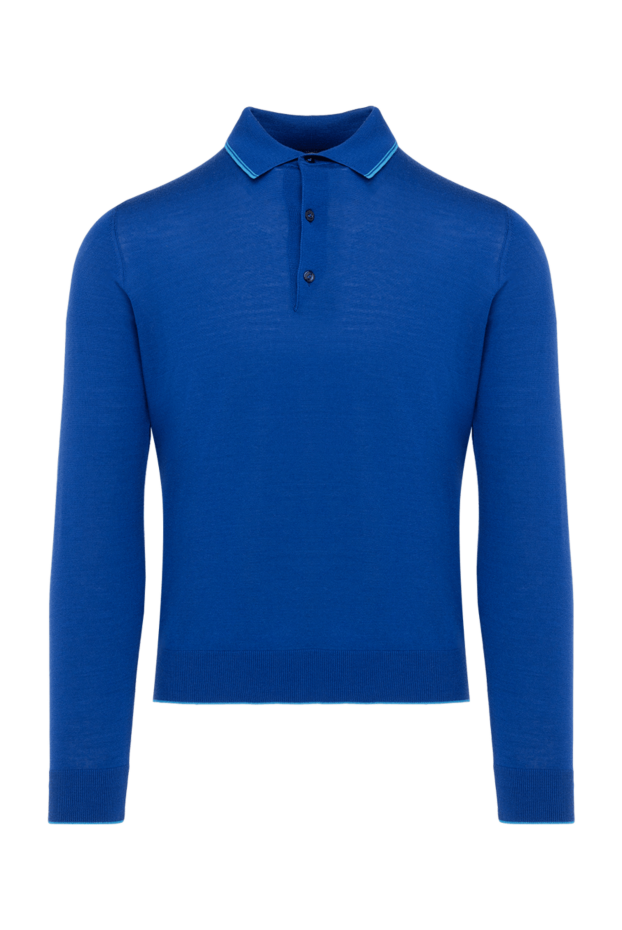 Cesare di Napoli man wool, silk and cashmere long sleeve polo blue for men buy with prices and photos 131725 - photo 1