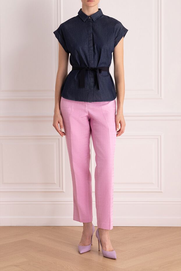 Ermanno Scervino жіночі штани з бавовни та віскози рожеві жіночі купити фото з цінами 132026 - фото 2