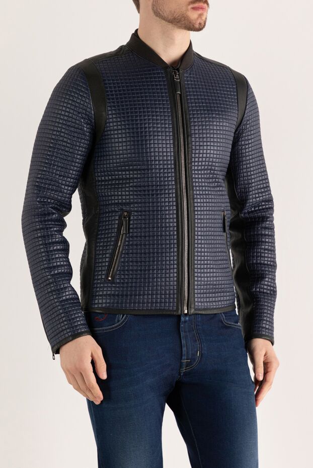 Dolce & Gabbana men's blue polyamide and leather jacket 132331 - photo 3