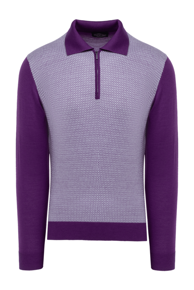 Cesare di Napoli man wool, silk and cashmere long sleeve polo violet for men buy with prices and photos 132820 - photo 1