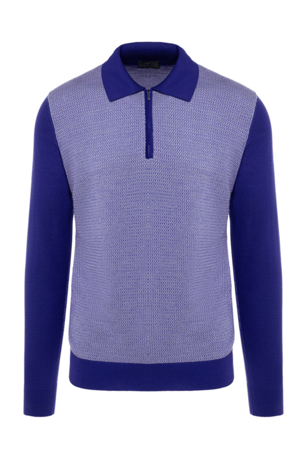 Cesare di Napoli man long sleeve polo in silk and cashmere blue for men buy with prices and photos 132829 - photo 1