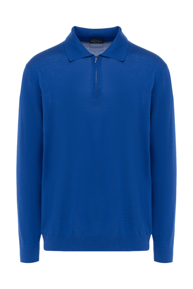 Cesare di Napoli man wool, silk and cashmere long sleeve polo blue for men buy with prices and photos 132830 - photo 1