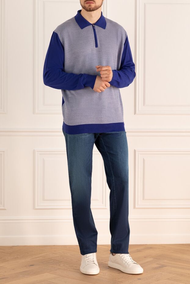 Cesare di Napoli man wool long sleeve polo blue for men buy with prices and photos 132839 - photo 2