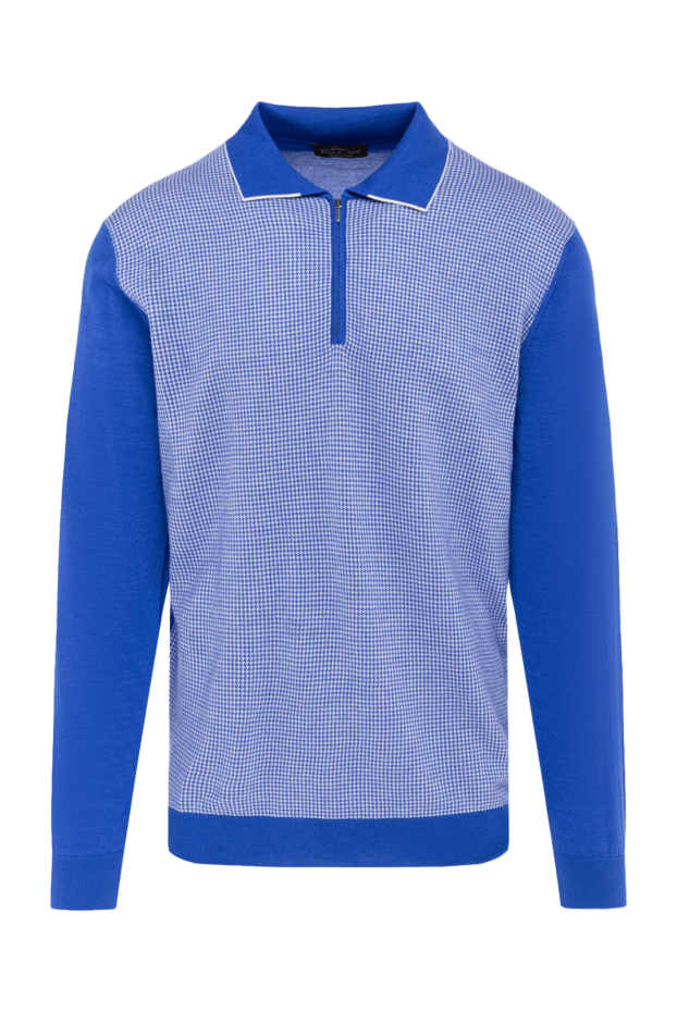 Cesare di Napoli man long sleeve polo in silk and cashmere blue for men buy with prices and photos 132841 - photo 1