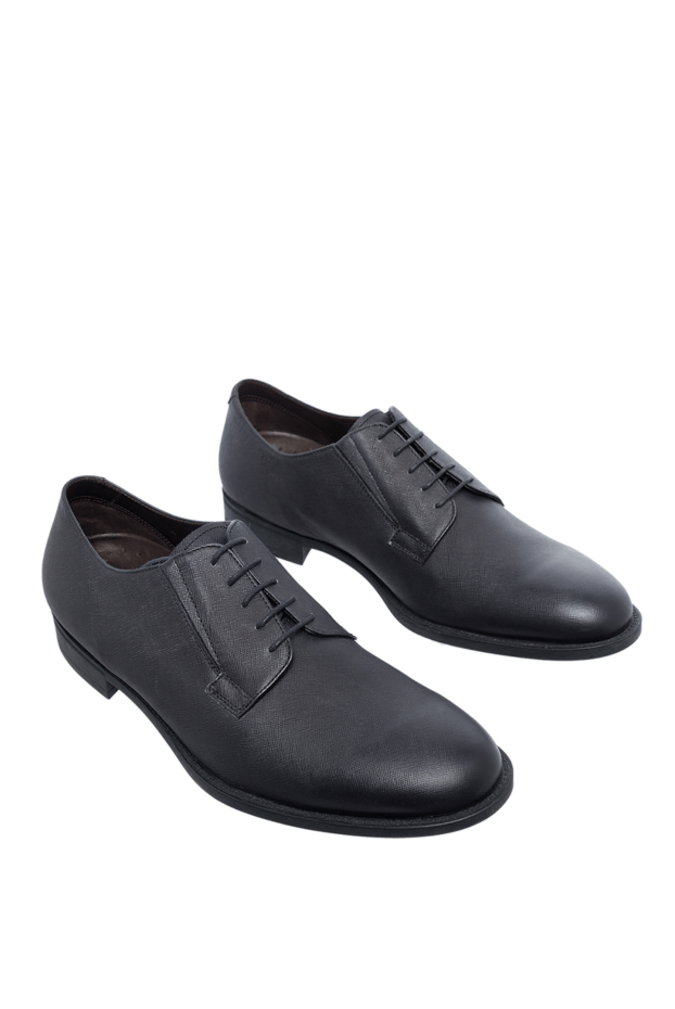 Fratelli Rosetti black derby shoes for men made of embossed saffiano-effect leather 132845 - photo 3