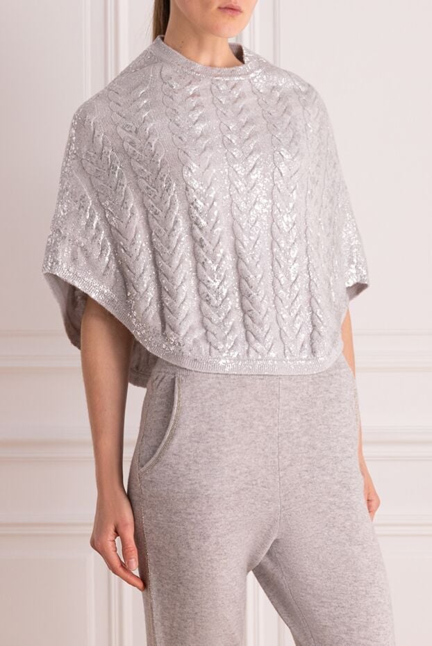 Casheart grey cashmere womens jumper with silver shimmer and loose sleeves 133296 - photo 3
