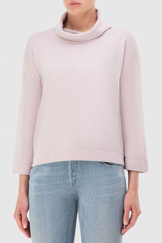Peserico pink womens jumper with a wide turn-down collar 133444 - photo 3