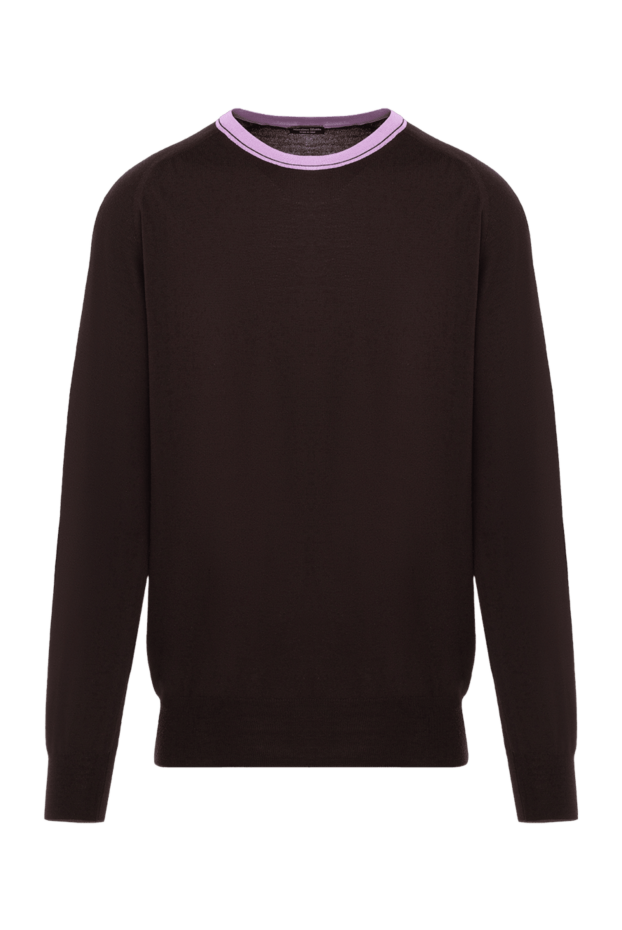 Massimo Sforza men's sweater made of dark brown wool with lavender trim 133496 - photo 1