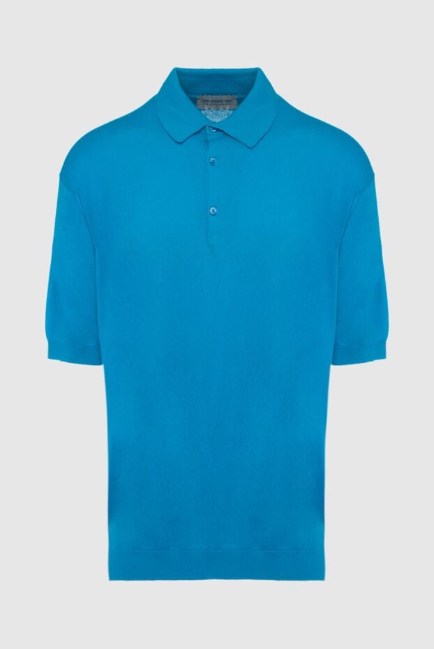 John Smedley solid light blue cotton polo shirt with buttons for men (markdown) 197027 - photo 1
