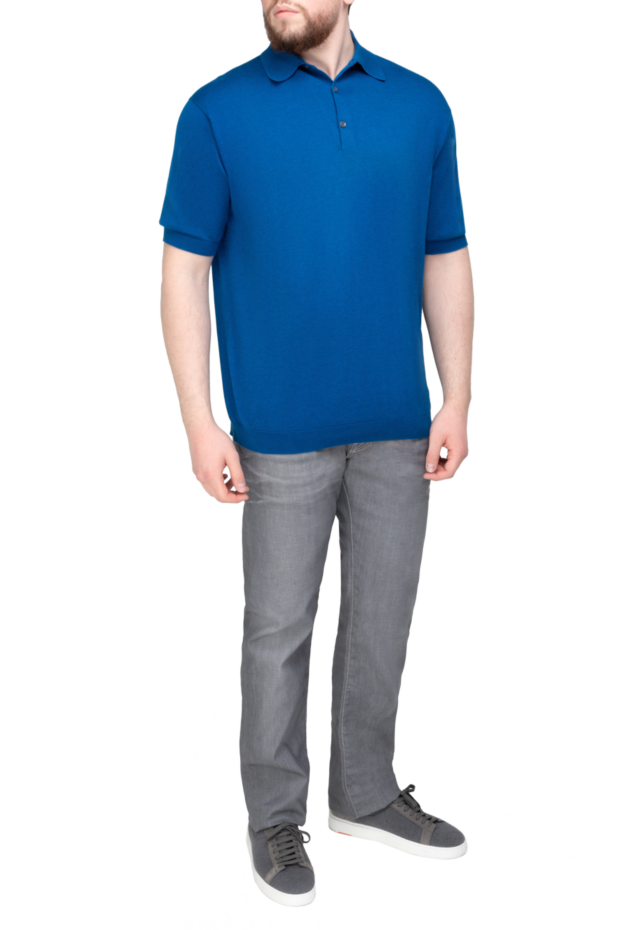 John Smedley men's blue fine cotton jersey polo shirt (markdown) 195464 - photo 2
