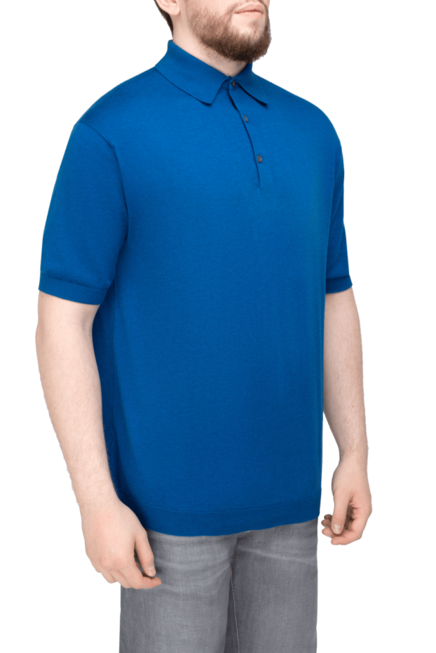 John Smedley men's blue fine cotton jersey polo shirt (markdown) 195464 - photo 3