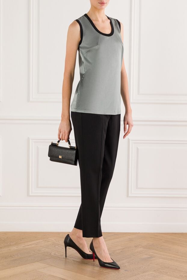 Dolce & Gabbana women's top in smooth fabric with black neckline trim 133682 - photo 2