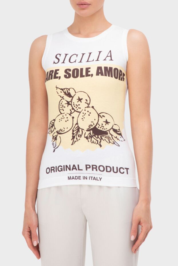 Dolce & Gabbana sleeveless tank top in soft cotton with citrus print and sicilia text 133760 - photo 3