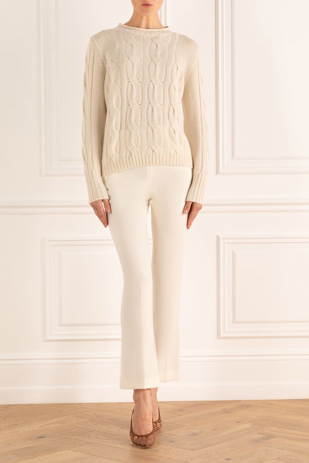 Ermanno Scervino женские брюки из шерсти белые женские купить с ценами и фото 133770 - фото 2