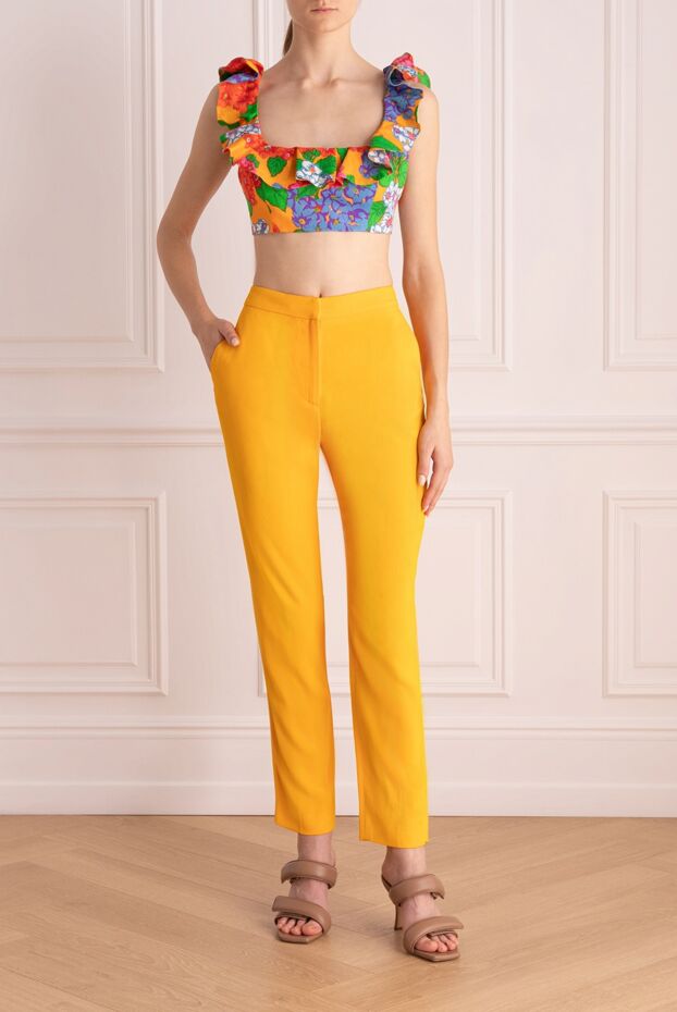 MSGM woman orange acetate and viscose trousers for women buy with prices and photos 133972 - photo 2