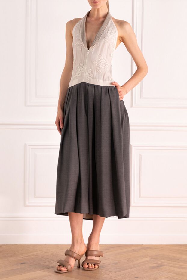 Brunello Cucinelli a combination dress with a lace bodice and a flared gray skirt. 134055 - photo 2